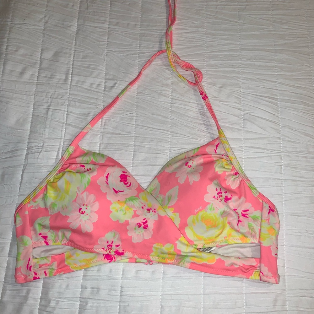 PINK bikini cross top with cut outs